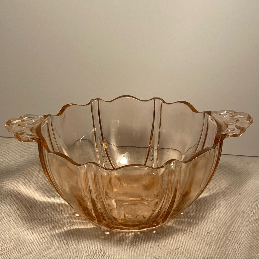 Anchor Hocking Oyster and Pearl Pink Bon Bon Bowl Dish Depression Glass Art Deco - Picture 12 of 16